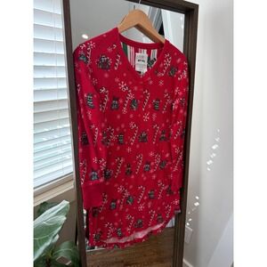 Buc-ee's Women's Small Christmas Holiday Gnomes Candy Cane Thermal Pajama Dress